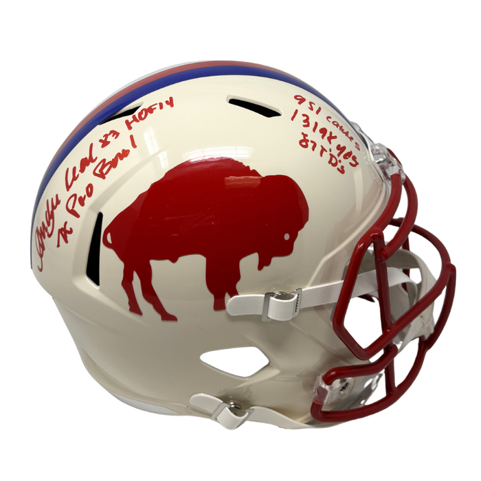 Andre Reed Signed Buffalo Bills Full Size Retro Speed Replica Helmet with "HOF 14" and "STATS"