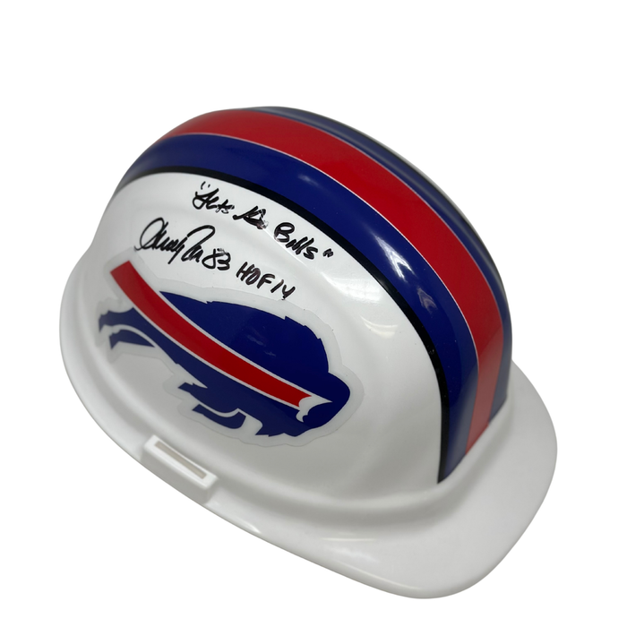 Andre Reed Signed Buffalo Bills Hard Hat with "HOF 14" and "Lets Go Bills"