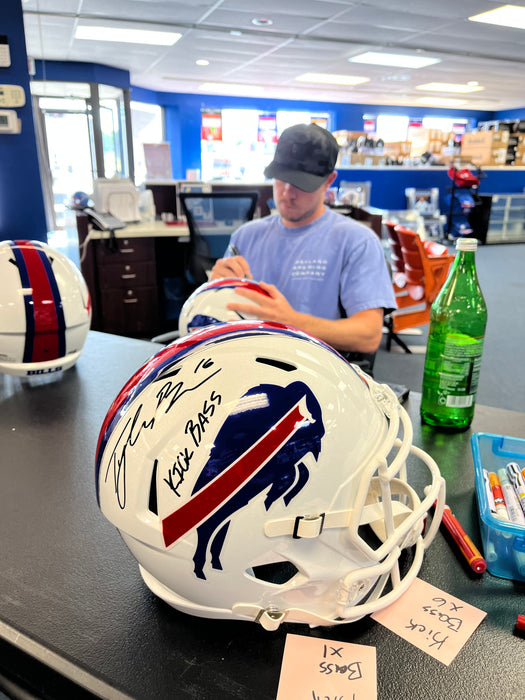 Tyler Bass Signed Buffalo Bills Full Size 2021 Speed Replica Helmet with "Kick Bass"
