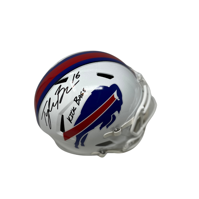 Tyler Bass Signed Buffalo Bills Full Size 2021 Speed Replica Helmet with "Kick Bass"