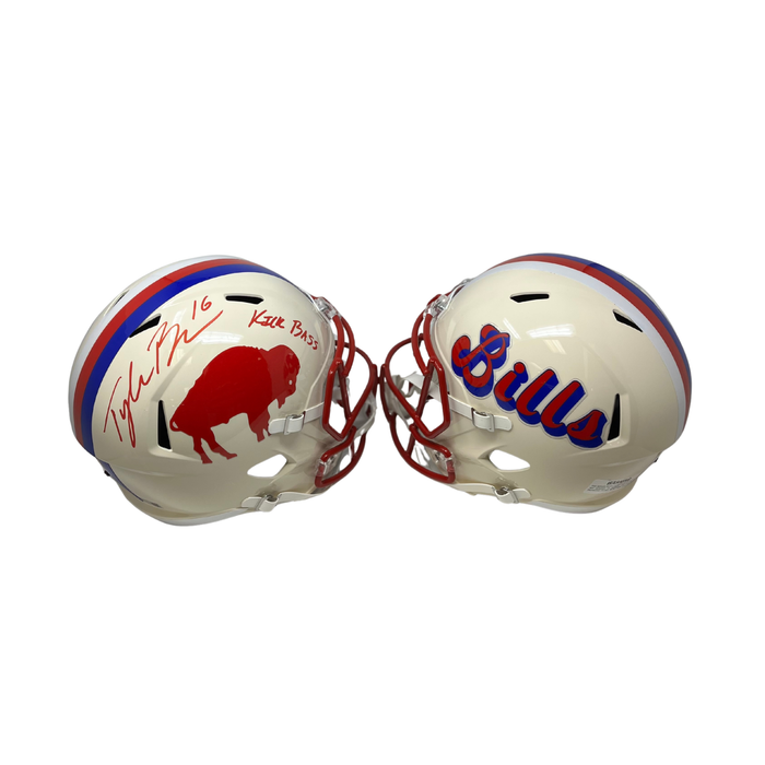 Tyler Bass Signed Buffalo Bills Full Size Retro Speed Replica Helmet with "Kick Bass"