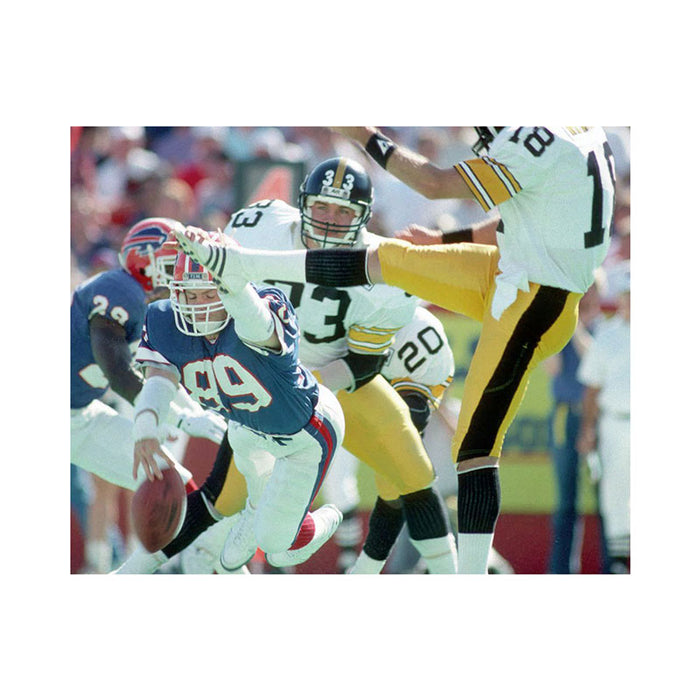 PRE-SALE: Steve Tasker Signed Blocking Punt Vs. Steelers Photo