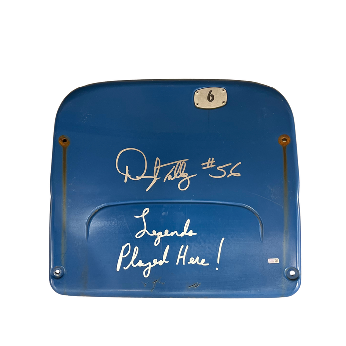 Darryl Talley Autographed Authentic Highmark Stadium Blue Seatback with "Legends Played Here"