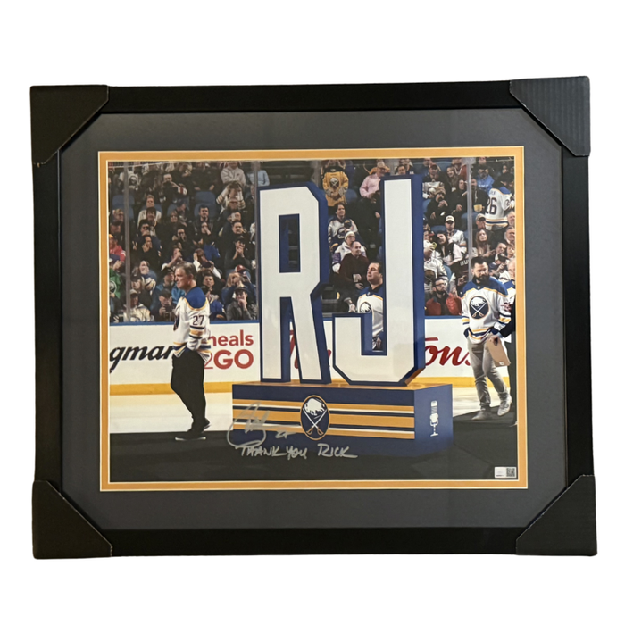 Brad May Signed Standing Near RJ Tribute Display 16x20 Photo with "Thank you Rick" Professionally Framed