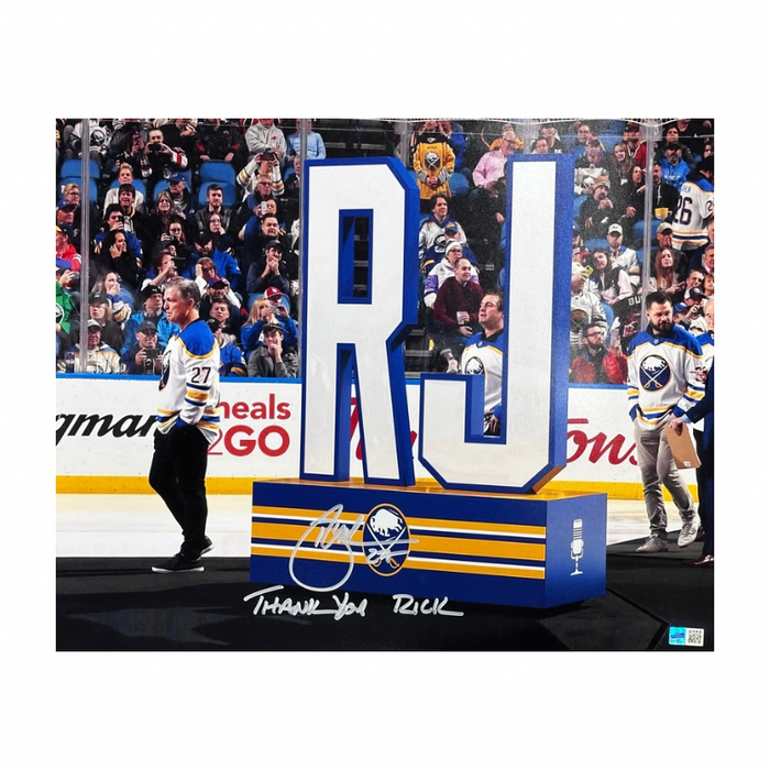 Brad May Signed Standing Next to RJ Display 16x20 Photo with "Thank You Rick"