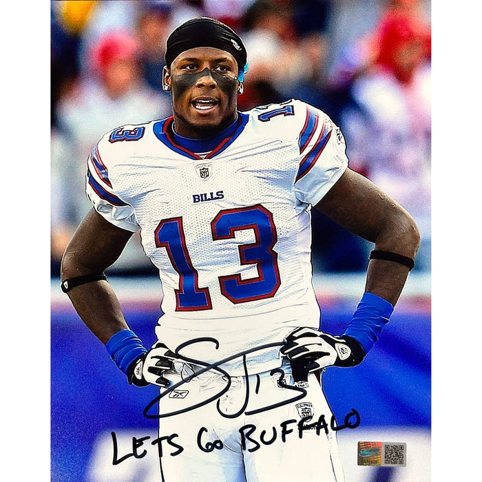 Stevie Johnson Signed Hands on Hips Photo Let's Go Buffalo Signed Photos TSE Buffalo 8x10 