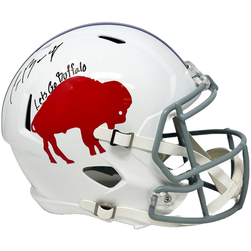 Christian Benford Signed Buffalo Bills Full Size Standing Buffalo Speed Replica Helmet with Let's Go Buffalo Signed Full Size Helmets TSE Buffalo 