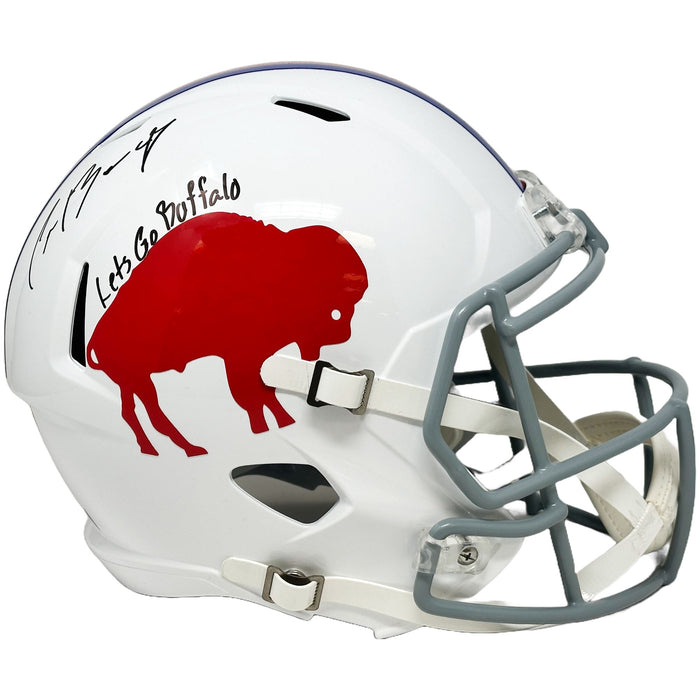 Christian Benford Signed Buffalo Bills Full Size Standing Buffalo Speed Replica Helmet with Let's Go Buffalo Signed Full Size Helmets TSE Buffalo 