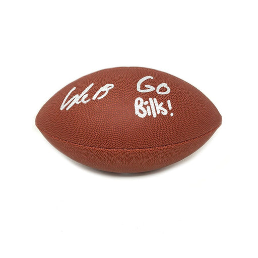 Cole Bishop Signed Wilson Replica Football with Go Bills Signed Football TSE Buffalo 