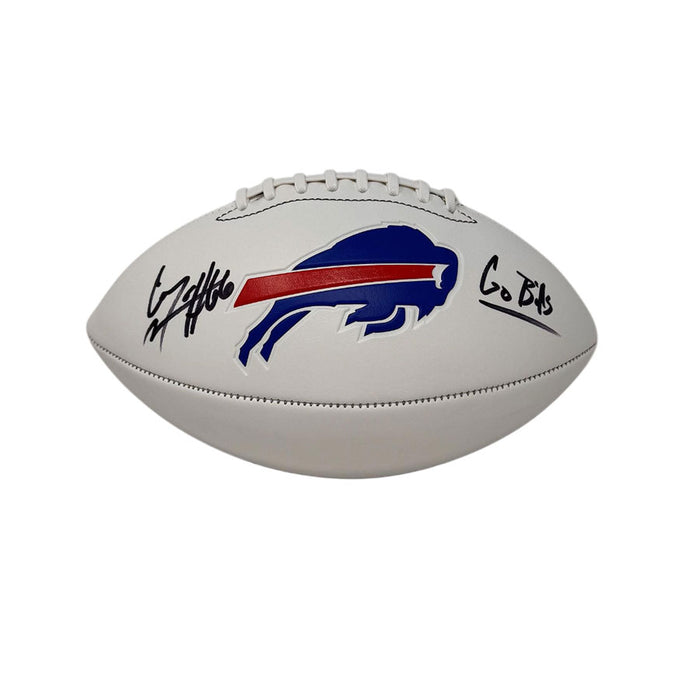 Connor McGovern Signed Buffalo Bills White Logo Football with Go Bills