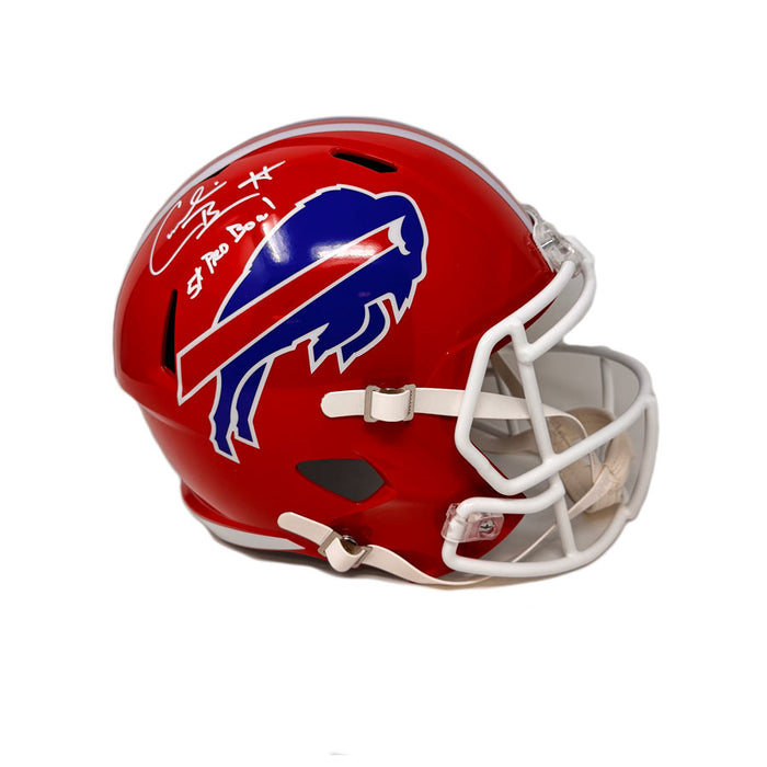 Cornelius Bennett Signed Buffalo Bills Full Size Red Throwback Speed Replica Helmet with 5x Pro Bowl