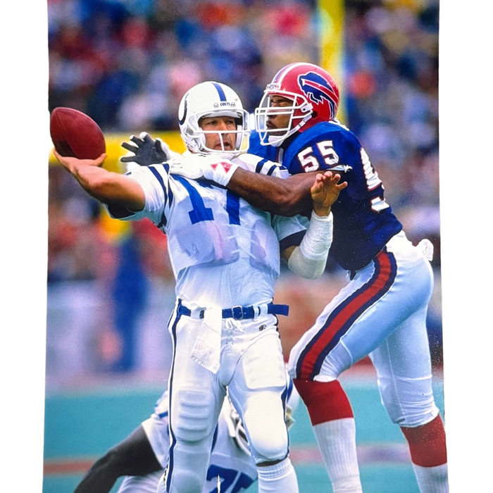Cornelius Bennett Sacking Colts Quarterback Unsigned 8x10 Photo