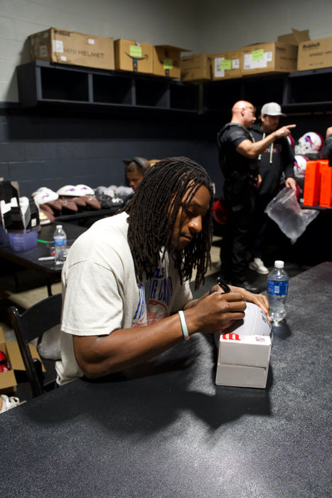 Dorian Williams Signed Grey Wilson Replica Football with "Go Bills"