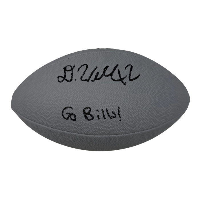Dorian Williams Signed Grey Wilson Replica Football with Go Bills