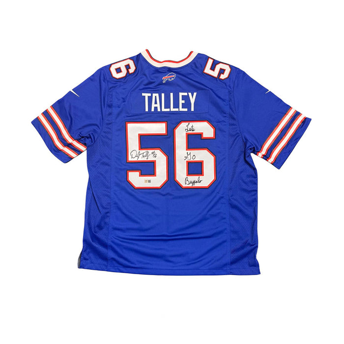 Darryl Talley Signed Buffalo Bills Nike Authentic Stitched Blue Jersey with "Let's Go Buffalo"