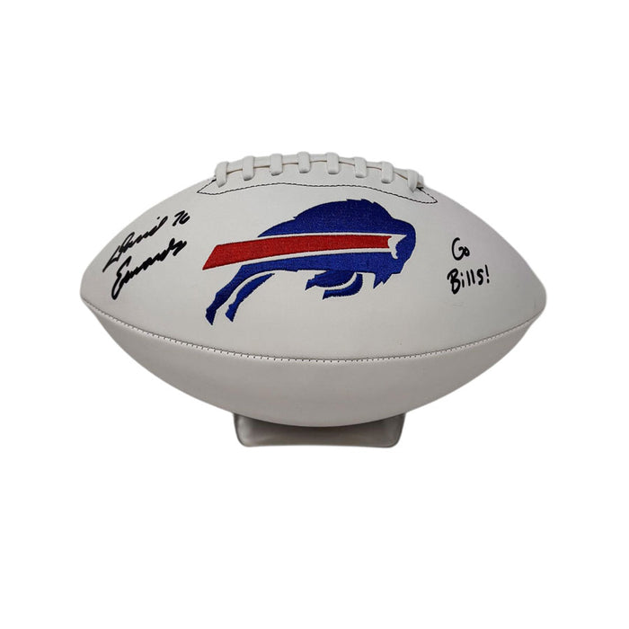 David Edwards Signed Buffalo Bills White Logo Football with Go Bills