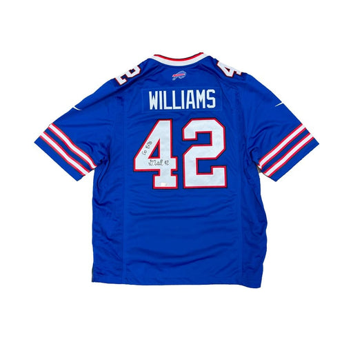 Dorian Williams Signed Buffalo Bills Nike Authentic Blue Jersey with Go Bills Signed Jerseys TSE Buffalo 