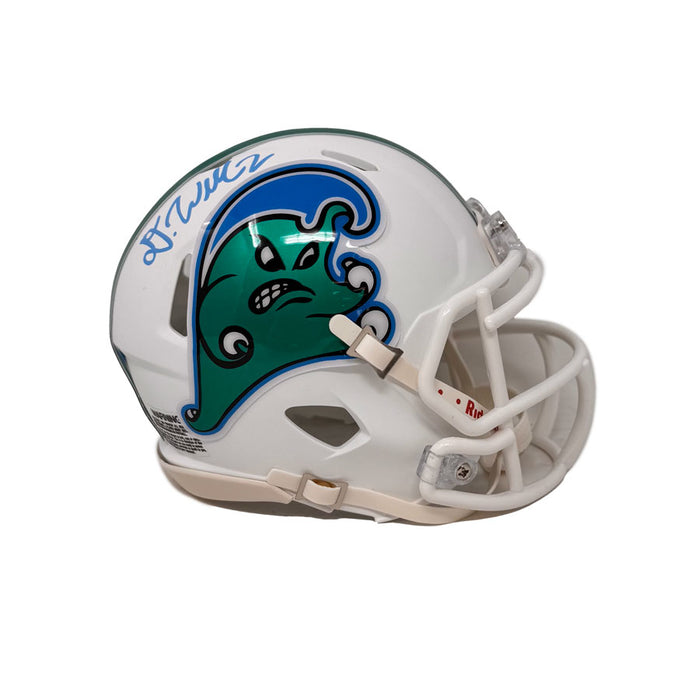 Dorian Williams Signed Tulane Angry Wave White Speed Mini Helmet