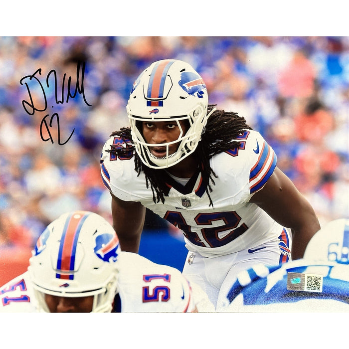 Dorian Williams Signed Close-up vs Colts Photo. Signed Photos TSE Buffalo 8X10 