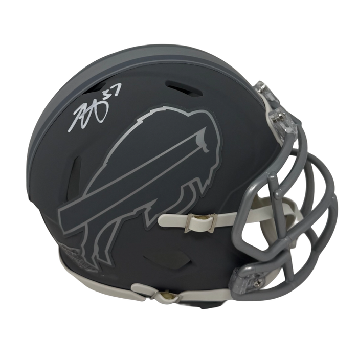 Jordan Hancock Signed Buffalo Bills Slate Speed Mini Helmet