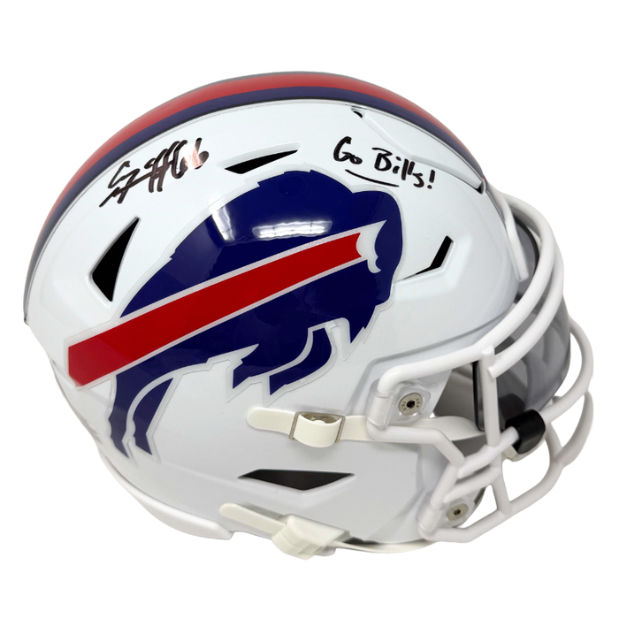 Connor McGovern Signed Buffalo Bills 2021 Speed MIDI Flex Helmet with Go Bills