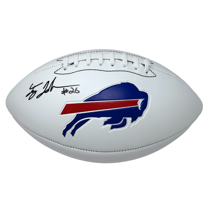 DOORBUSTER: Ty Johnson Signed Buffalo Bills White Logo Football