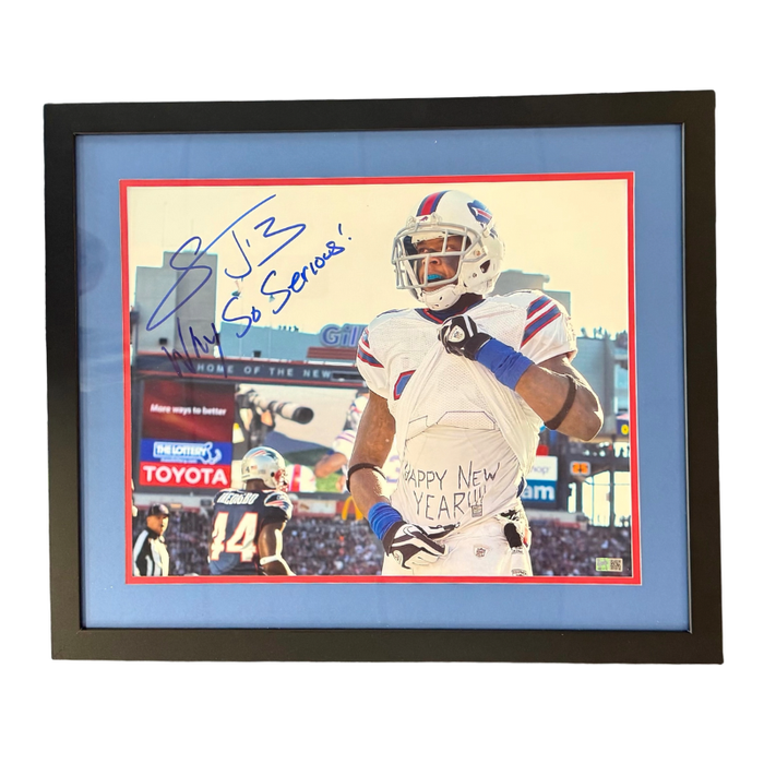 Stevie Johnson Signed Happy New Year 16x20 Photo with "Why So Serious" Professionally Framed