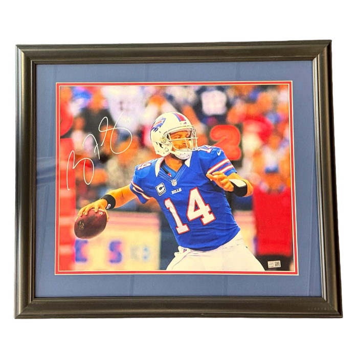 Ryan Fitzpatrick Signed About to Throw in Blue 16x20 Photo Professionally Framed