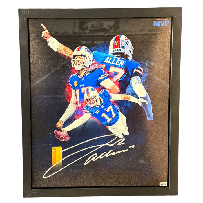 Josh Allen Signed MVP Collage Canvas 16x20 Photo - Professionally Framed