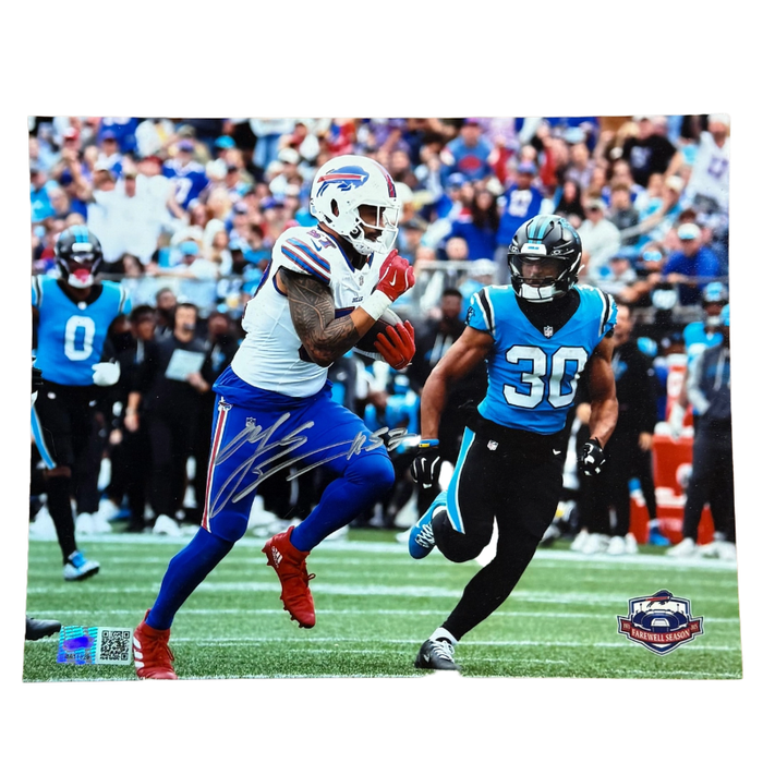AJ Epenesa Signed Running with Ball vs Panthers 8x10 Photo - Horizontal