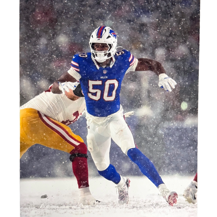 Greg Rousseau Unsigned Running in Snow vs 49ers 8x10 Photo