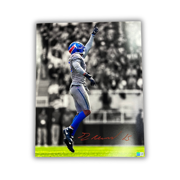 Greg Rousseau Signed Celebrating Pointing up in Nickel City Jersey Spotlight Photo