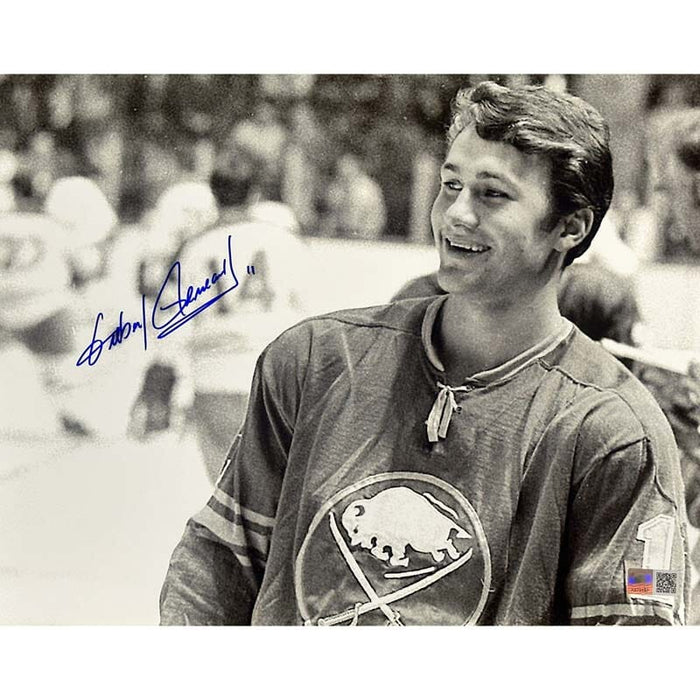 Gilbert Perreault Signed B&W Close-Up 11x14 Photo Signed Hockey Photo TSE Buffalo 