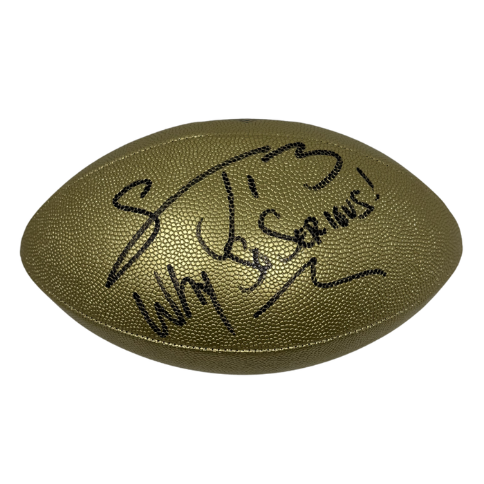 Stevie Johnson Signed Gold Wilson Replica Football with Why So Serious