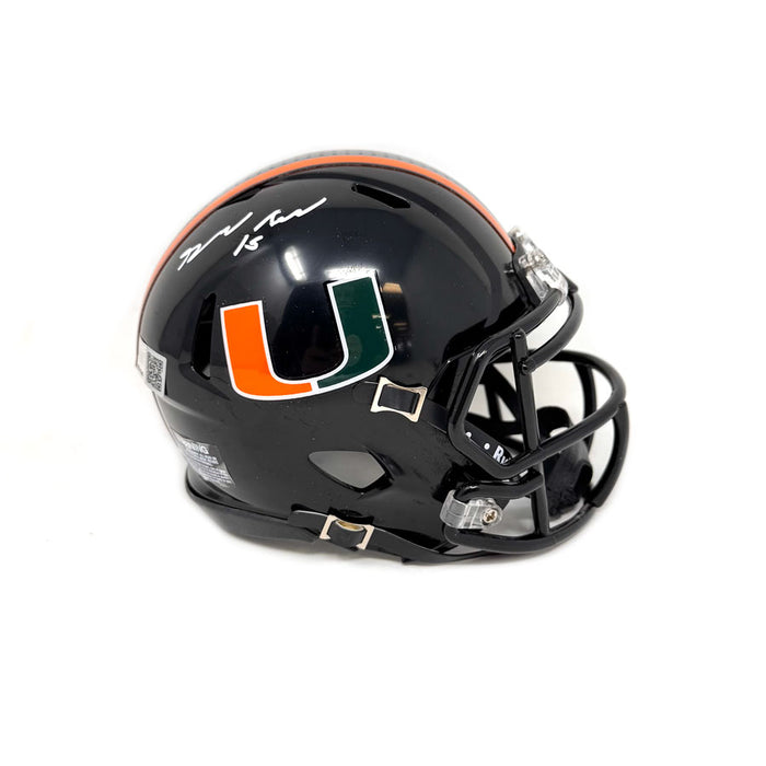 Greg Rousseau Signed Miami Hurricanes 2024 Black Speed Mini Helmet