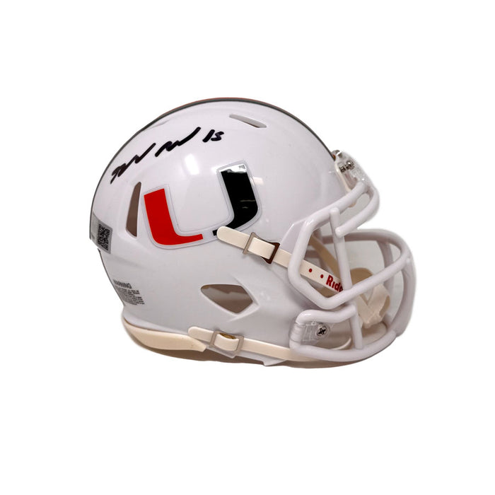 Greg Rousseau Signed Miami Hurricanes White Speed Mini Helmet