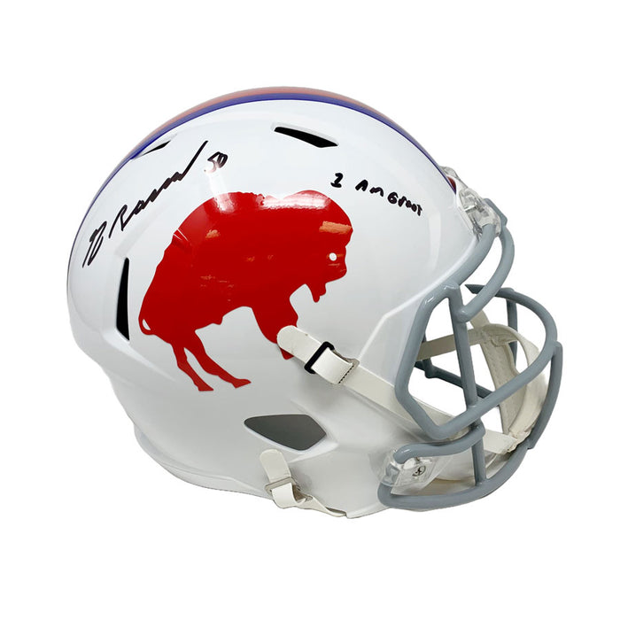 Greg Rousseau Signed Buffalo Bills Full Size Standing Buffalo Speed Replica Helmet with I Am Groot