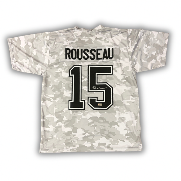 Greg Rousseau Signed Pro-Style White Camo Football Jersey