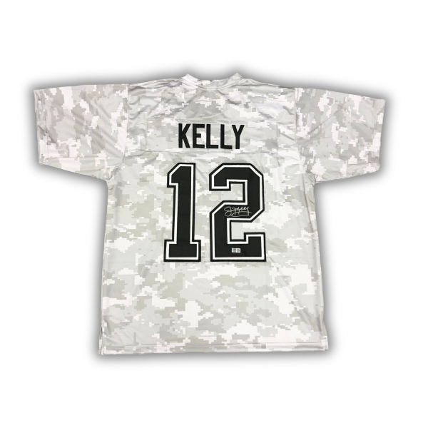Jim Kelly Signed Pro-Style White Camo Football Jersey
