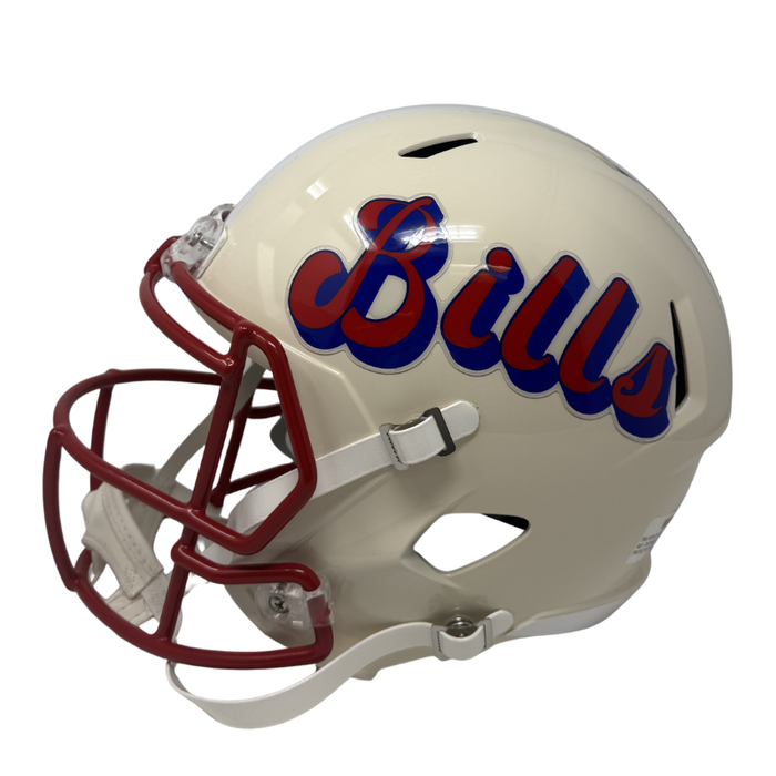 Greg Rousseau Signed Buffalo Bills Full Size Retro Speed Replica Helmet with "I Am Groot"