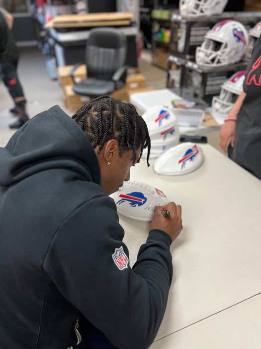 Skyler Bell Signed Buffalo Bills White Logo Football with "Bills Mafia"