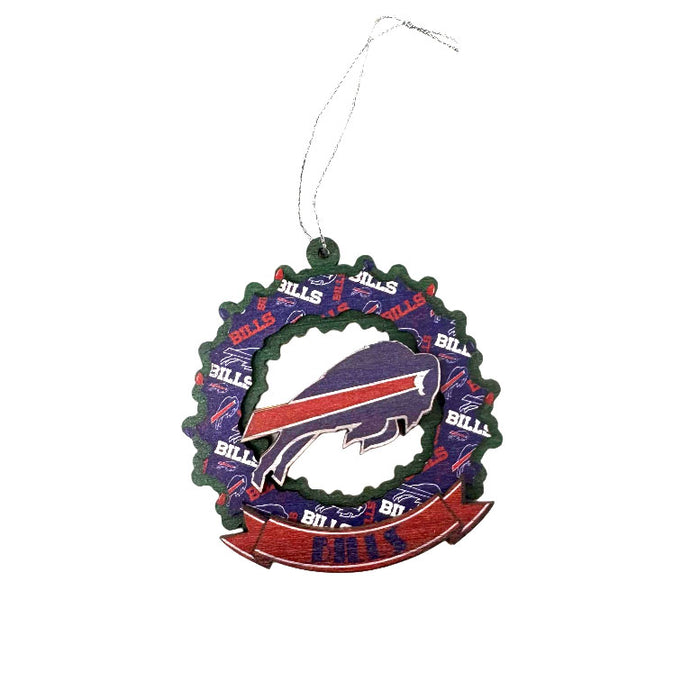 Buffalo Bills Holiday Wooden Wreath Ornament