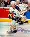 Pierre Turgeon Signed Side View in White Photo with HOF 23 Signed Hockey Photo TSE Buffalo 