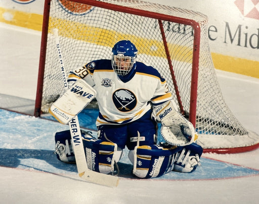 Dominik Hasek Unsigned In Net 16x20 Photo Unsigned Photos TSE Buffalo 