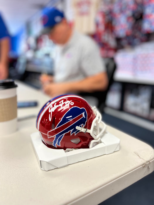 John Fina Signed Buffalo Bills Red Throwback Speed Mini Helmet