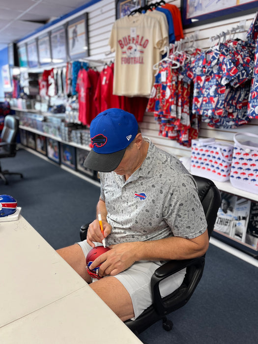 John Fina Signed TSE Exclusive Riddell Inaugural Buffalo Bills Red Speed Mini Helmet "Go Bills"