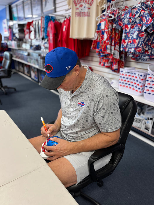 John Fina Signed TSE Exclusive Riddell Inaugural Buffalo Bills Blue Speed Mini Helmet "Go Bills"