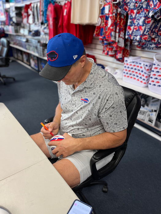 John Fina Signed TSE Exclusive Riddell Inaugural Buffalo Bills White Speed Mini Helmet "Go Bills"