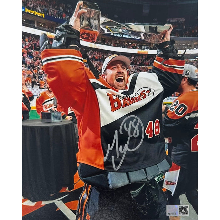 Matt Vinc Signed Holding NLL Trophy Vertical 8x10 Photo Signed Lacrosse Photo TSE Buffalo 