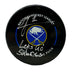 Ukko-Pekka Luukkonen Signed Official Game Model Puck with Let's Go Sabres Signed Hockey Pucks TSE Buffalo 